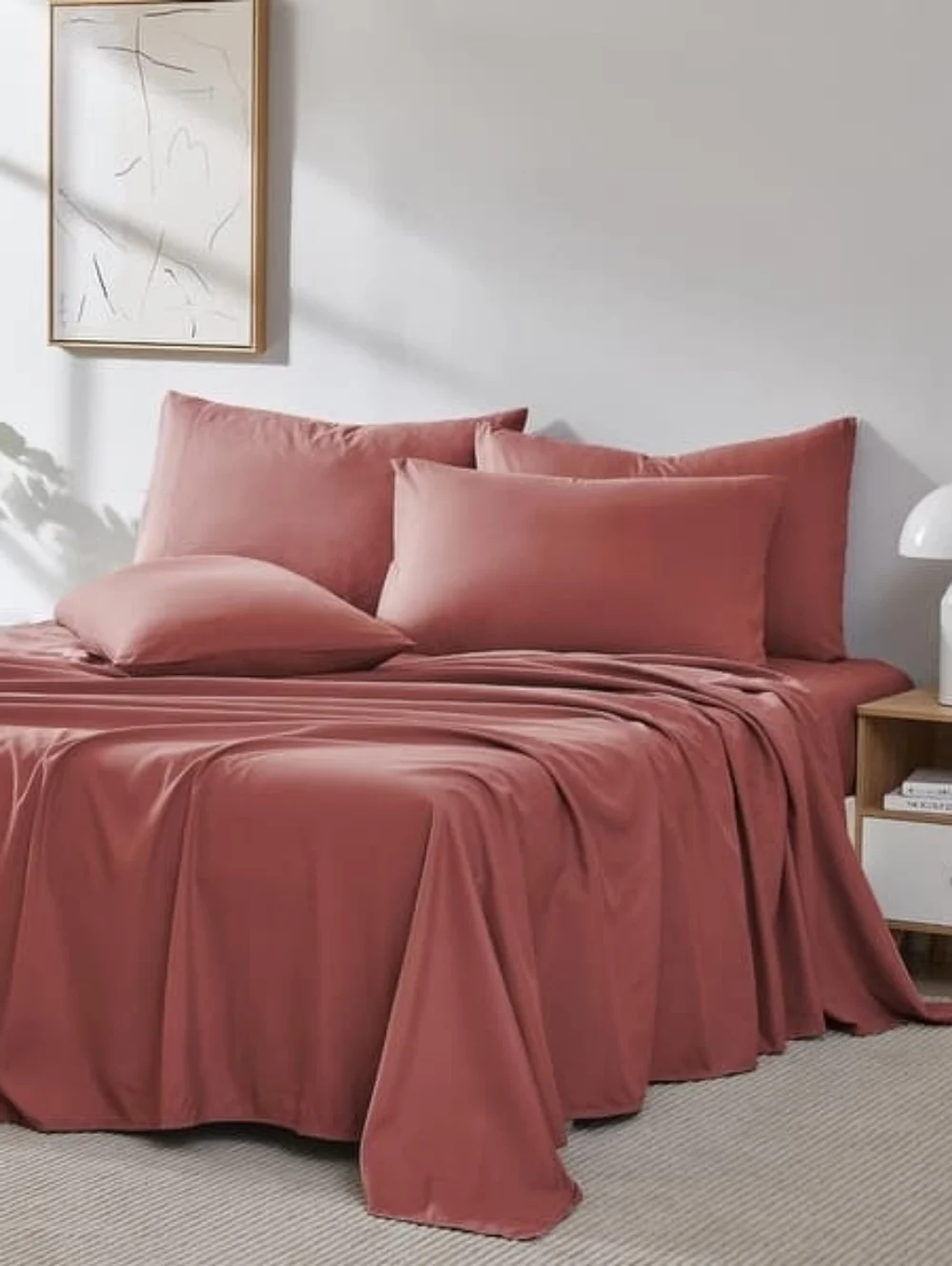 SOUTHSHORE LINENS Vilano 21-inch Extra Deep Pocket Pleated Sheet Set QN Marsala